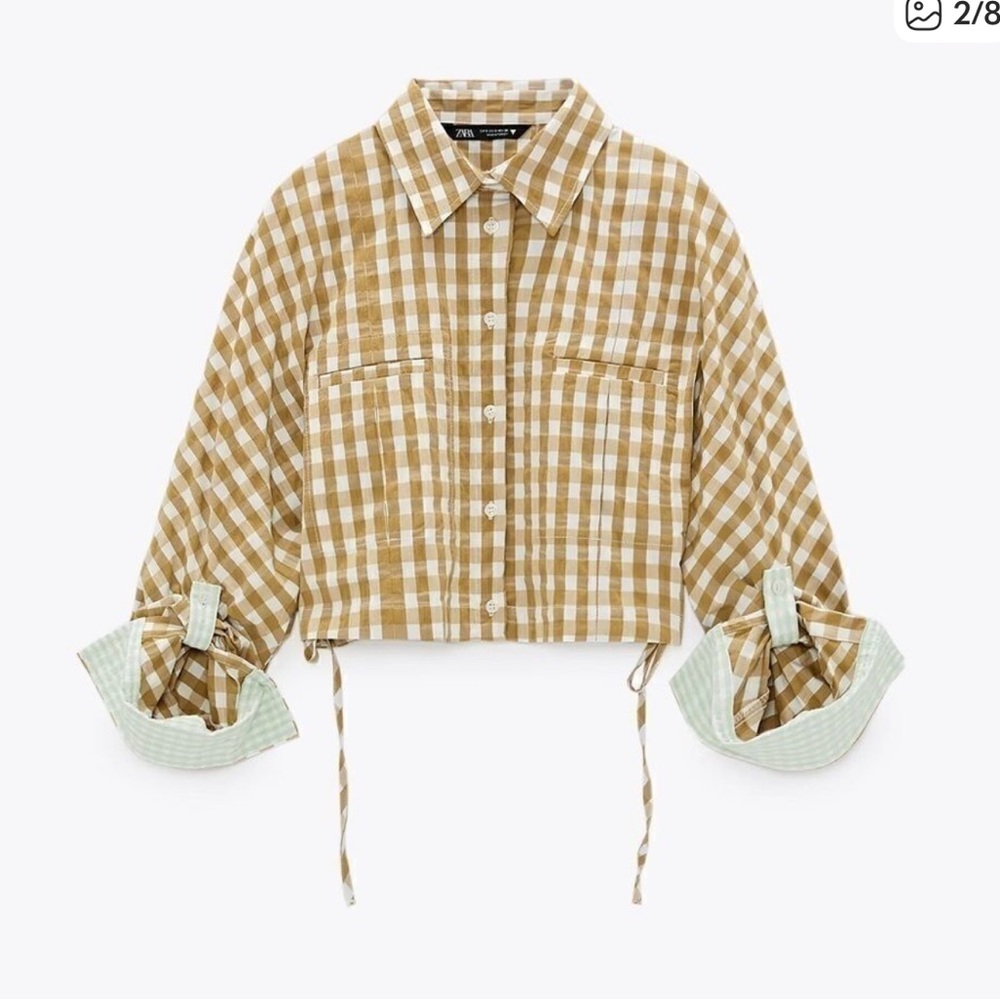 Zara cropped Gingham Shirt